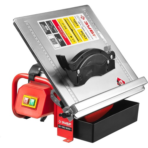 Электроплиткорез ЗУБР  "МАСТЕР"[ЭП-180-600Н]{ диск 180 мм, глубина реза 90°-34мм/45°-17мм, стол 330х360мм, 2950об/мин, 600Вт }